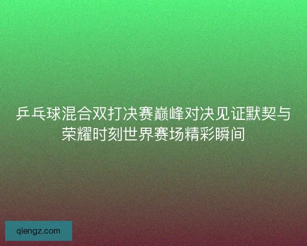 乒乓球混合双打决赛巅峰对决见证默契与荣耀时刻世界赛场精彩瞬间 乒乓球混合双打决赛巅峰对决见证默契与荣耀时刻世界赛场精彩瞬间