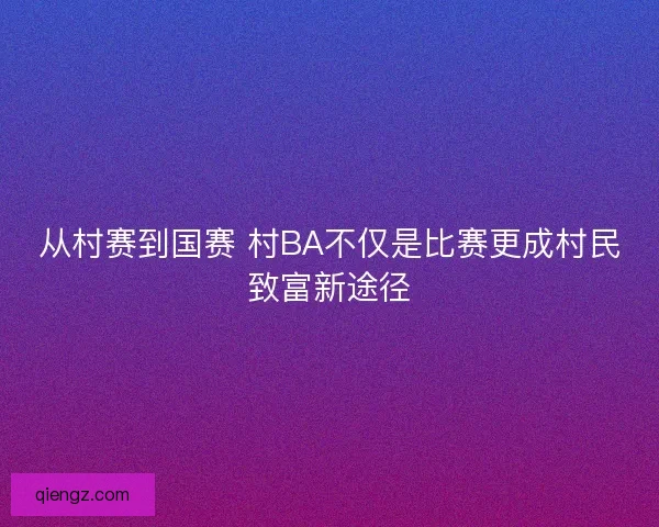 从村赛到国赛 村BA不仅是比赛更成村民致富新途径
