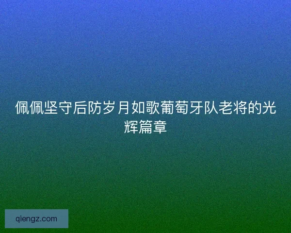 佩佩坚守后防岁月如歌葡萄牙队老将的光辉篇章 佩佩坚守后防岁月如歌葡萄牙队老将的光辉篇章